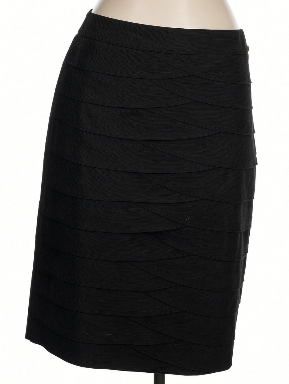 NWT Larry Levine Stretch Black Ruched Pencil Skirt • Size 6